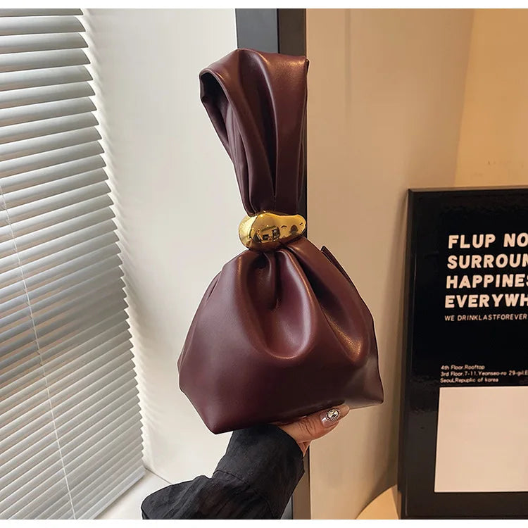 Personalized Soft Leather Clutch Bag Luxury Designer Women Pleated Mini Bucket Pouch Temperament Side Zipper Party Evening Bags