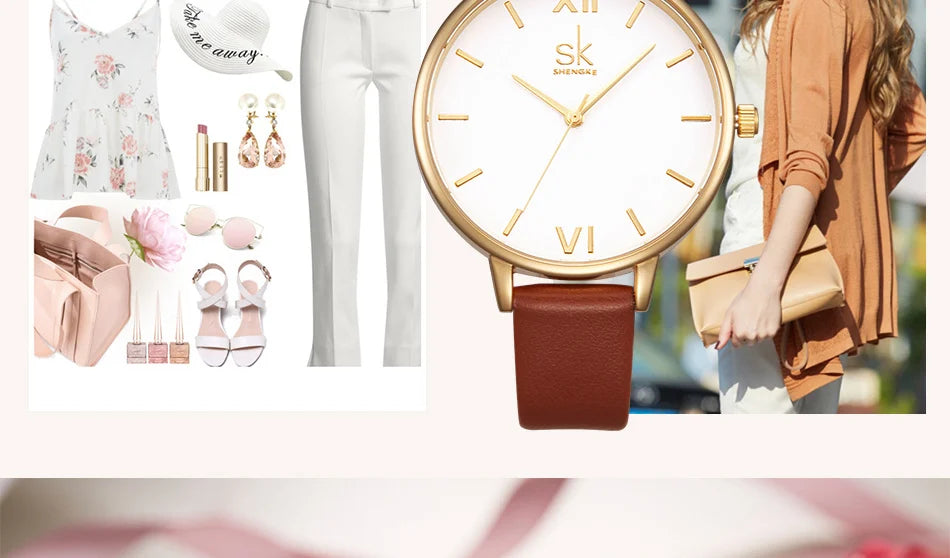 SHENGKE New Fashion Women Watches Top Brand Elegant Woman's Quartz Wristwatches Luxury Golden Clock for Lady Relogio Feminino