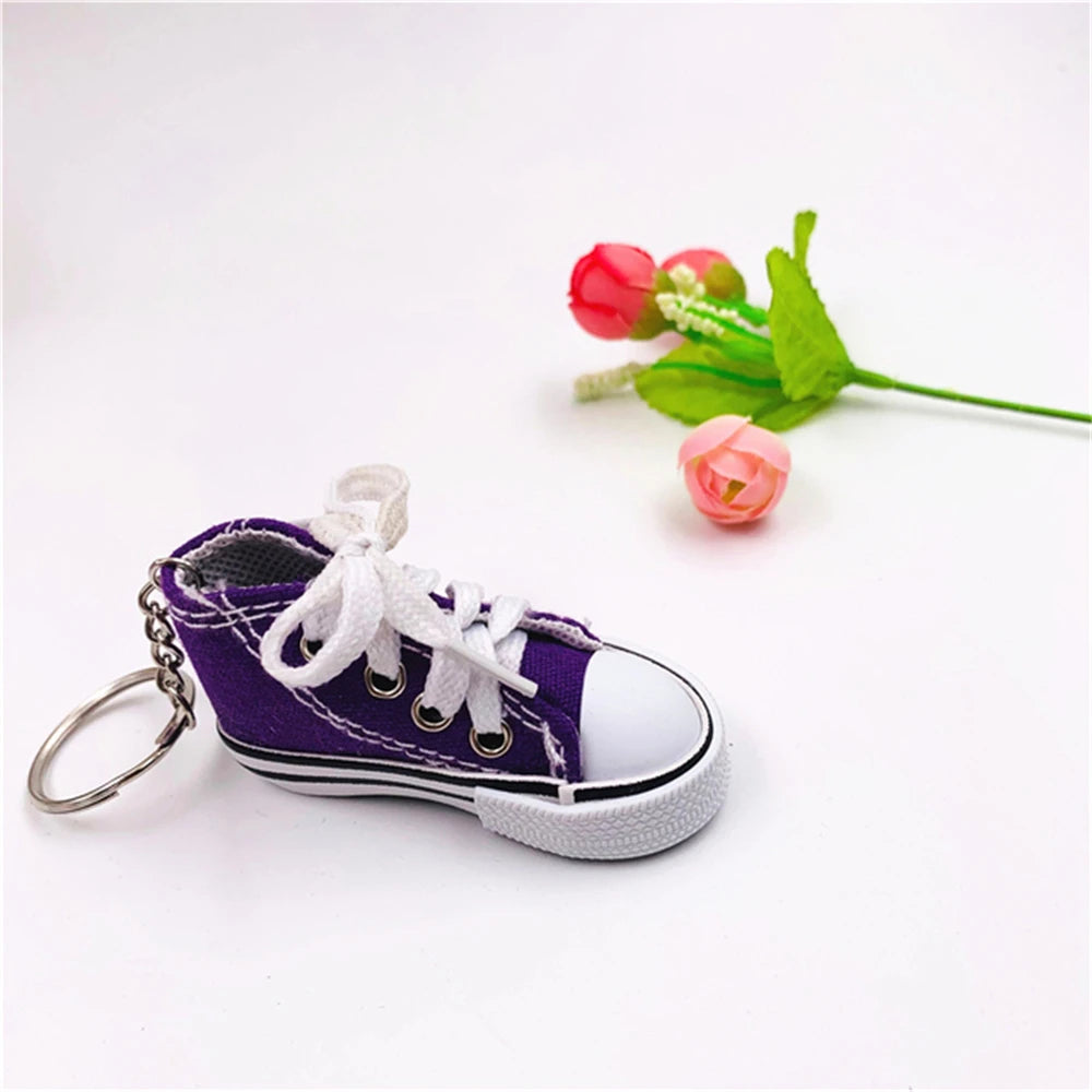 Mini High-top Canvas Shoes Keychains Women Creative Bag Hanging Sneaker Key Ring Car Key Holder Students Fun Gifts Accessories