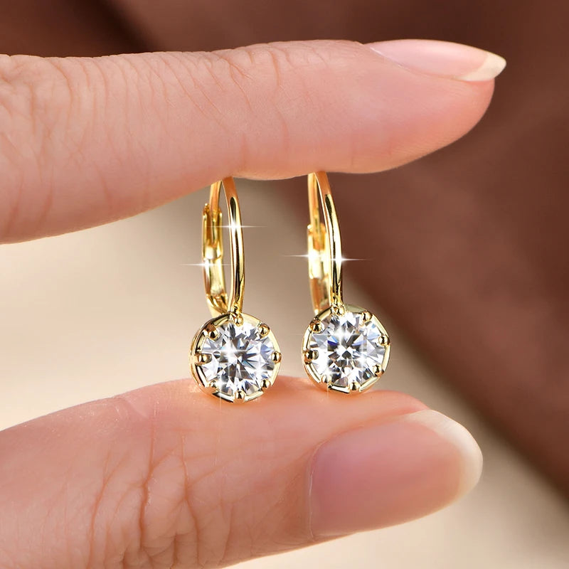 RAPRGOLD 1.0CT Round Moissanite Classic Clip Hoop Earrings for Women 14K Gold Filled Delicate Huggie Jewelry Anniversary Gifts