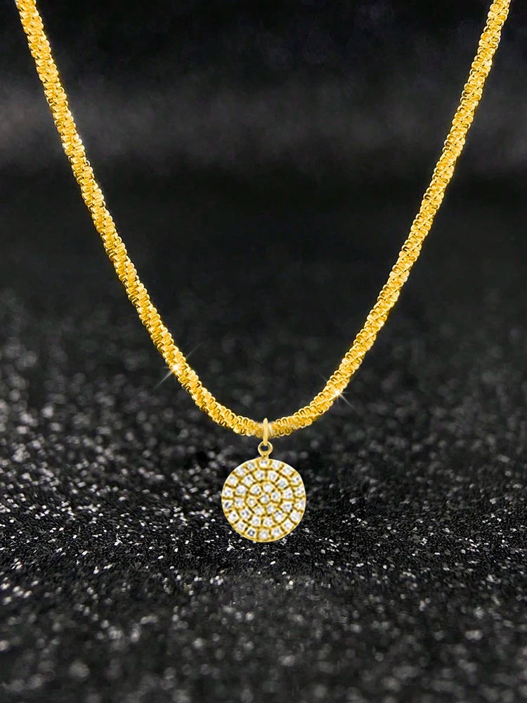 925 Sterling Silver Simplicity Classic Gorgeous Zircon Round Necklace For Women Anniversary Party High Quality Fine Jewelry