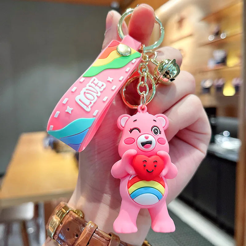 Care Bears Keychains Kawaii Cartoon Character Key Chain Cute Car Keyring Kids Girls Backpack Pendant Children Birthday Gifts