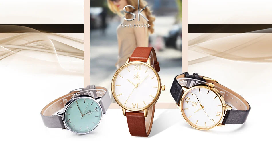 SHENGKE New Fashion Women Watches Top Brand Elegant Woman's Quartz Wristwatches Luxury Golden Clock for Lady Relogio Feminino