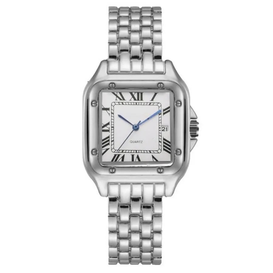 Light-luxury Ladies Watches Business Women Watch High-end Fashionable Roman scale Steel Strip Quartz Wristwatch for Couple man