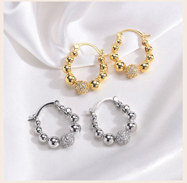 Chunky Huggies Hoop Earrings for Women, Statement Pave Cubic Zirconia Ear Jewelry Hypoallergenic