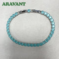 Aravant 925 Silver 18K Gold Blue Zircon Bracelet Chains For Women Girls Charm Jewelry
