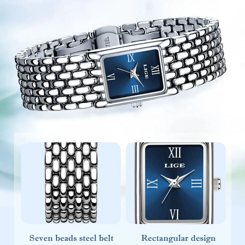 New LIGE Quartz Women Watches For Couples Stainless Steel Business Men's Clock Casual Minimalist Women Gift Watch Pareja Regalo