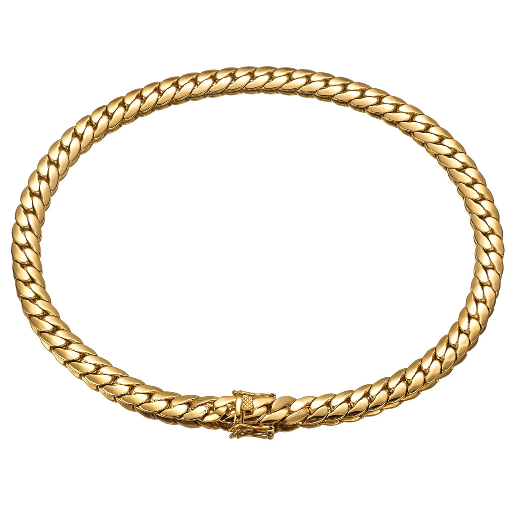 Hip Hop Bling Gold Cuban Link Chain Necklace For Men, Rapper Style Tank Chain Jewelry, Trendy Whip Chain Necklace