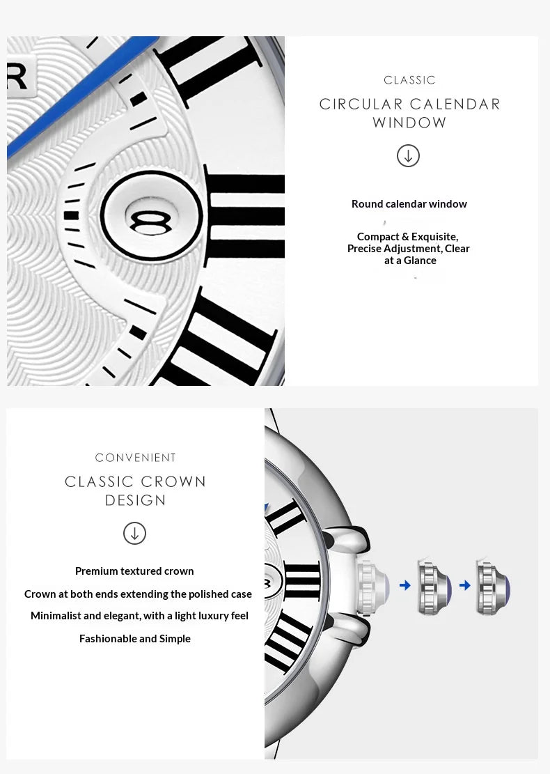 Blue Balloon Men's Watch Men's Waterproof Fashion Business Quartz Mens Warches Roman Numeral