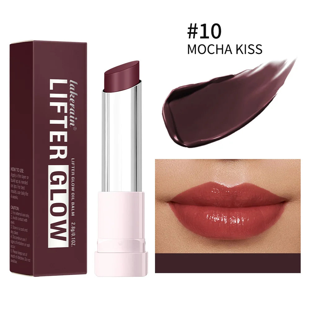 Lip Balm Glossy Glazed Finish Improves Lip Lines Hydration Plump Lip Balm 24HR Long Lasting Moisturizing Treatment 10 Colors