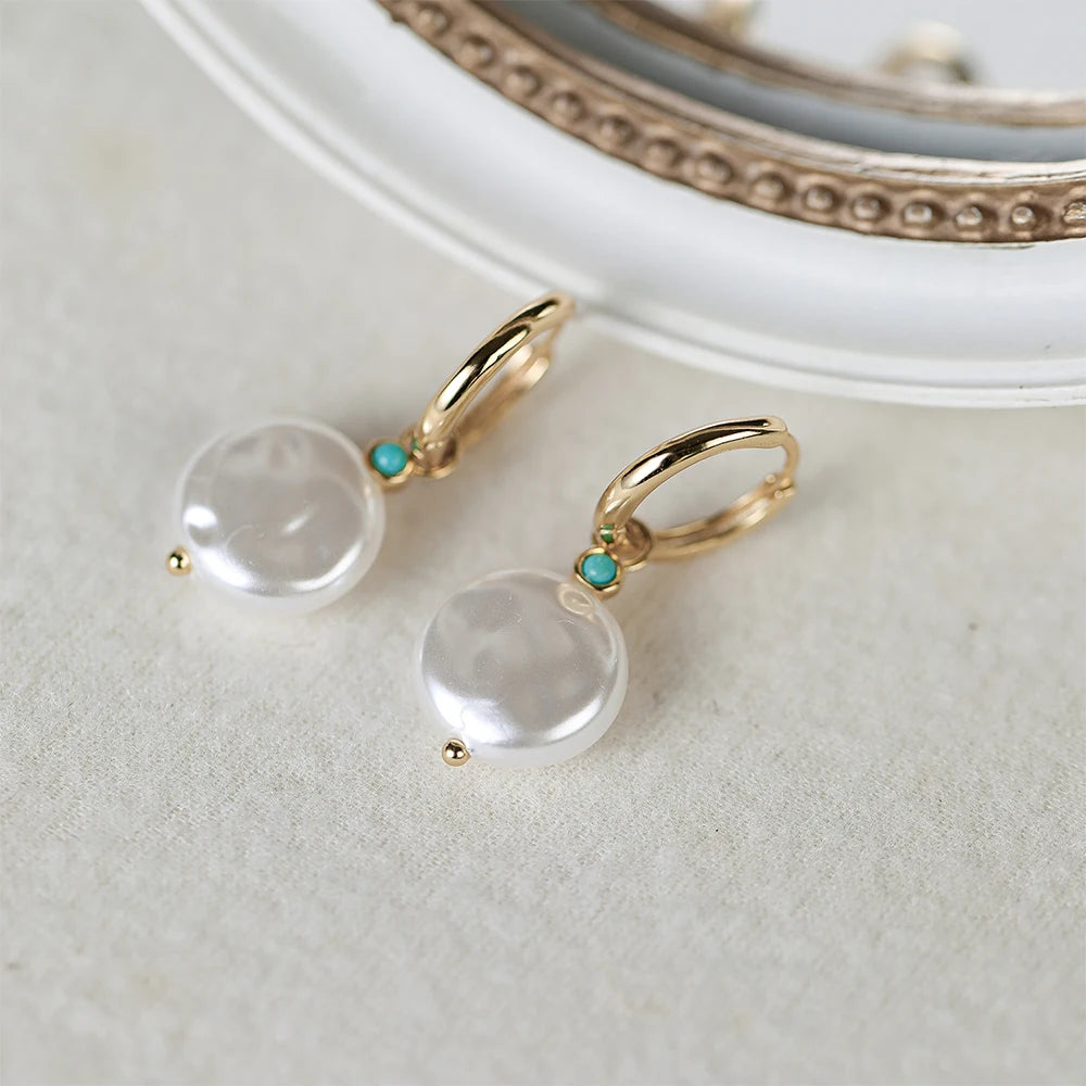 AIDE 925 Sterling Silver Vintage Baroque Pearl Circle Ear Buckles Piercing Huggie Earring For Women Jewelry Brinco Bijou Joyero