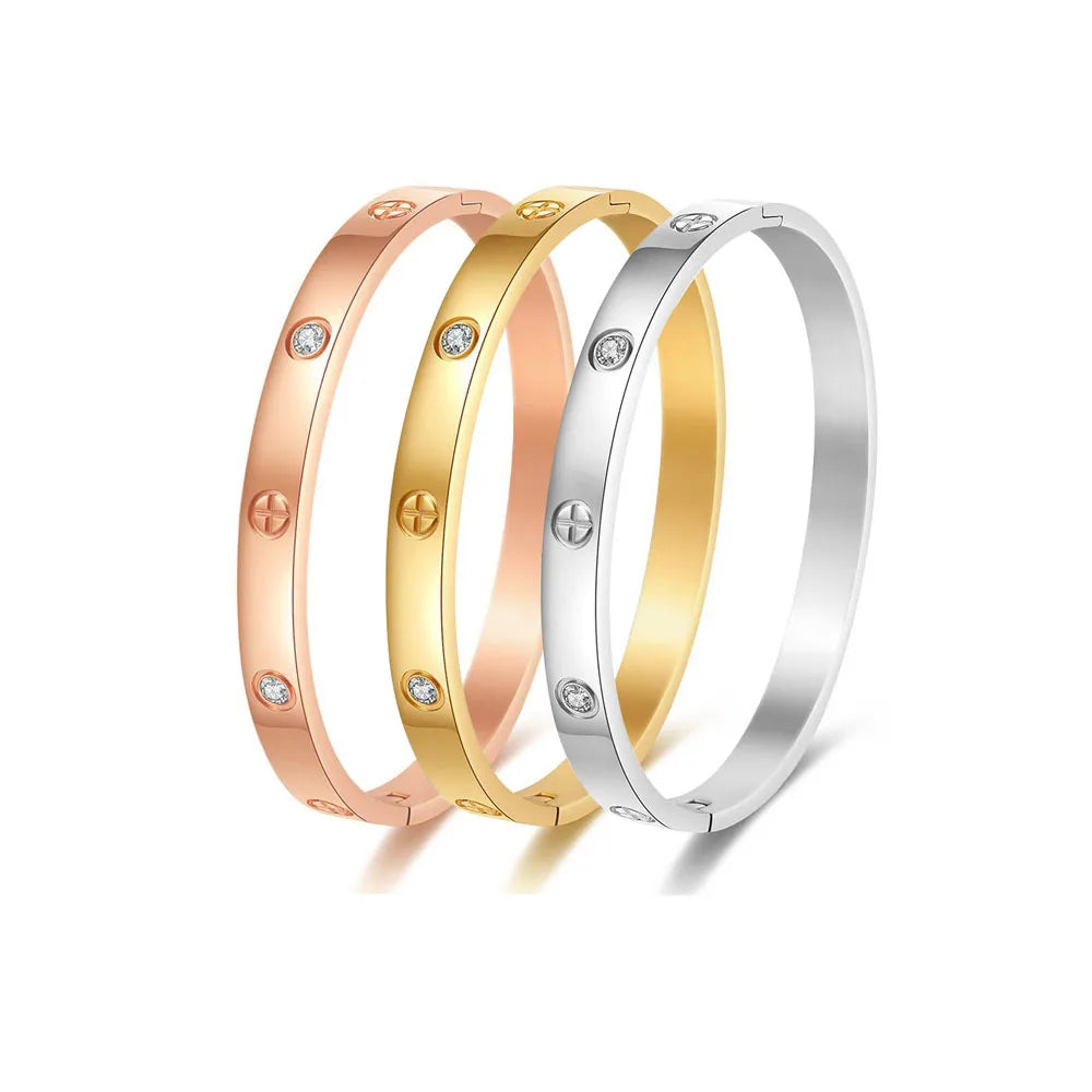 Waterproof Stainless Steel Cross Bangle for Women New Trend Couple Bracelet Luxury Jewelry Accessories Wedding Party Gift