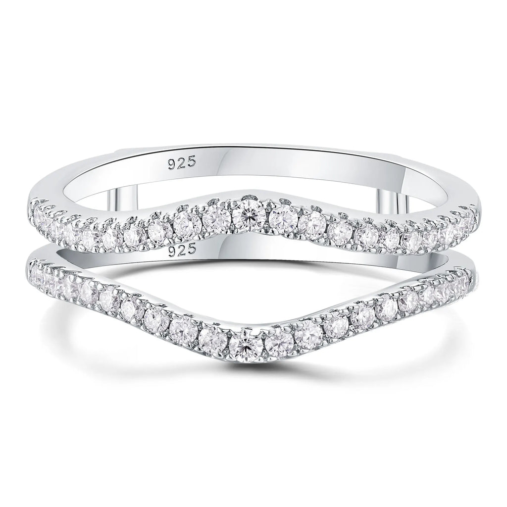 Newshe Full Moissanite 925 Sterling Silver Enhancers Wedding Band for Women Engagement Ring Size 5-12