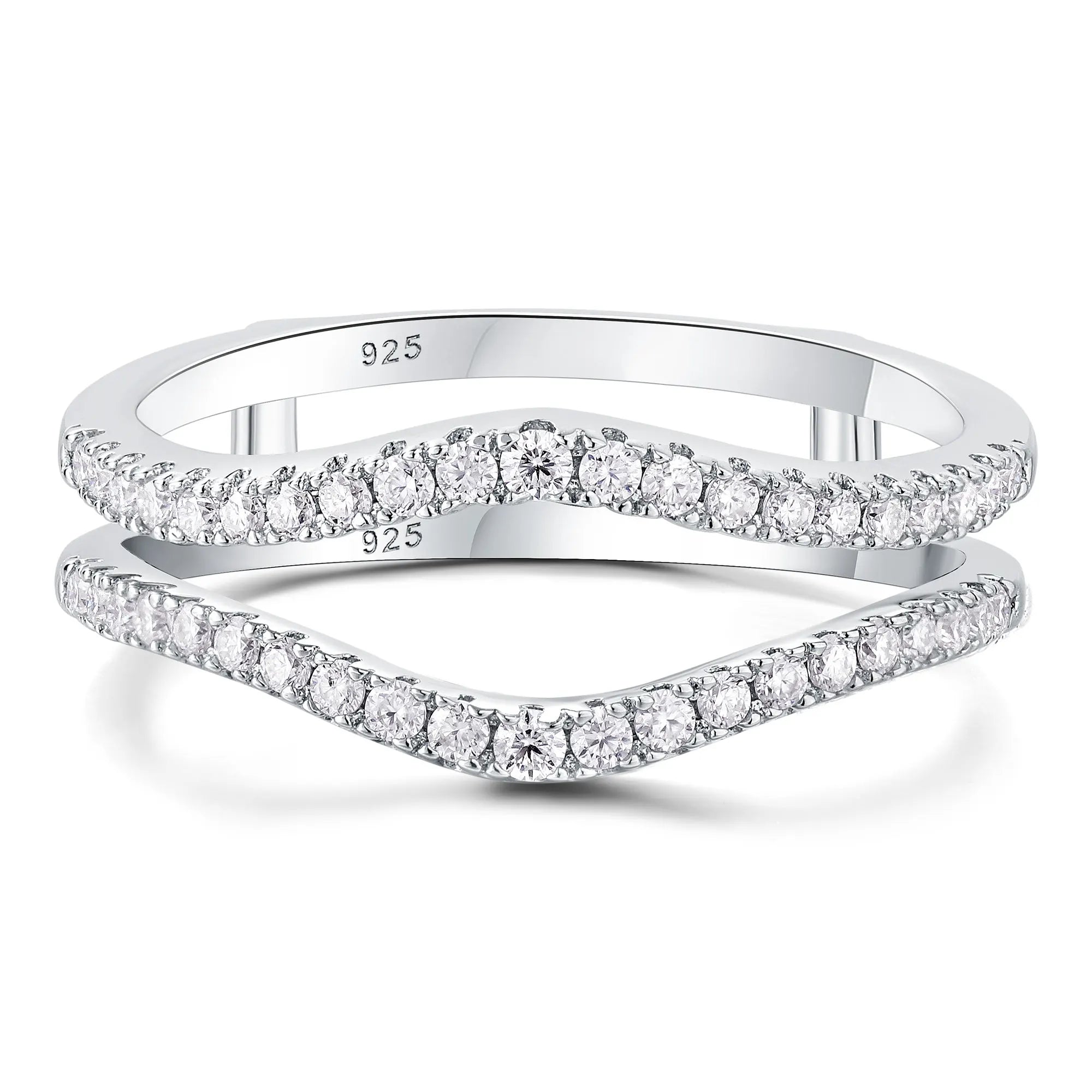 Newshe Full Moissanite 925 Sterling Silver Enhancers Wedding Band for Women Engagement Ring Size 5-12
