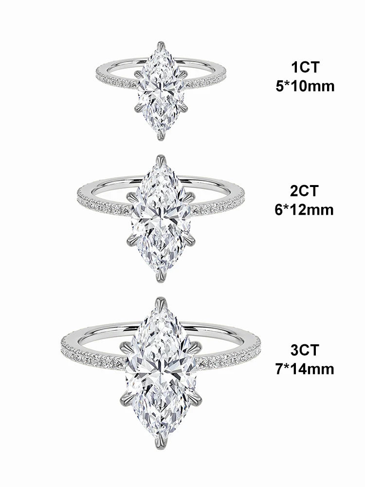 925 Sterling Silver Classic Fashion 1-3Carat Marquise Zircon Ring For Women Engagement Wedding Luxury High Quality Fine Jewelry