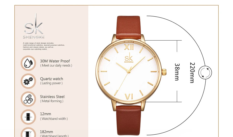 SHENGKE New Fashion Women Watches Top Brand Elegant Woman's Quartz Wristwatches Luxury Golden Clock for Lady Relogio Feminino