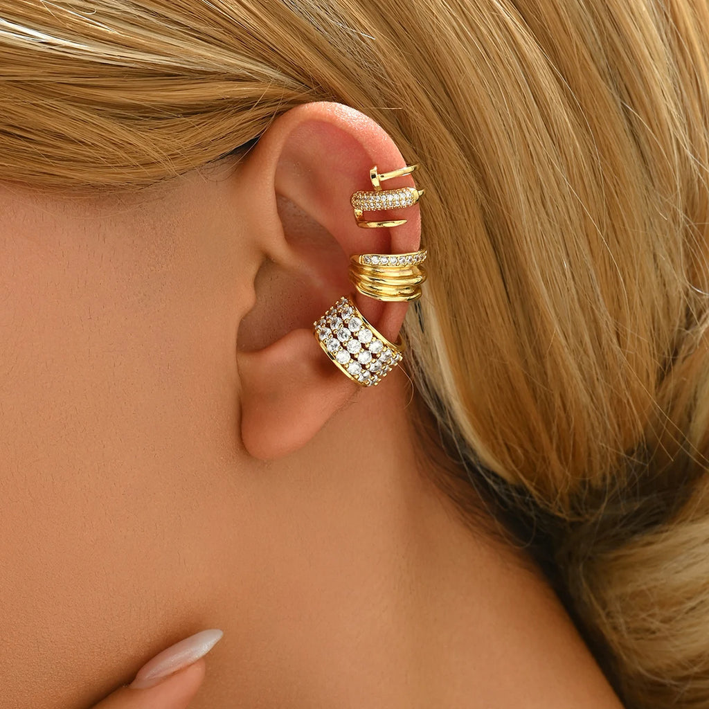 ZHONGVI Punk Irregular Geometric Ear Cuff Earrings for Women Non-Piercing Metal Ear Clip Earring Fake Cartilage Fashion Jewelry