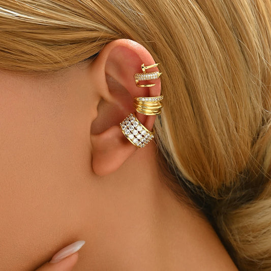 ZHONGVI Punk Irregular Geometric Ear Cuff Earrings for Women Non-Piercing Metal Ear Clip Earring Fake Cartilage Fashion Jewelry