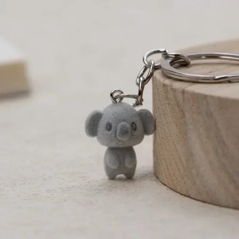 3D Cartoon Flocking Cats and Mouse Keychains Key Ring Animal Key Chains Gifts For Women Men Car Keys DIY Jewelry Kawaii Cat 2025