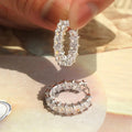 Huitan Princess Square Cubic Zirconia Hoop Earrings Luxury Trendy Ear Circle Earrings for Women Fashion Versatile Female Jewelry