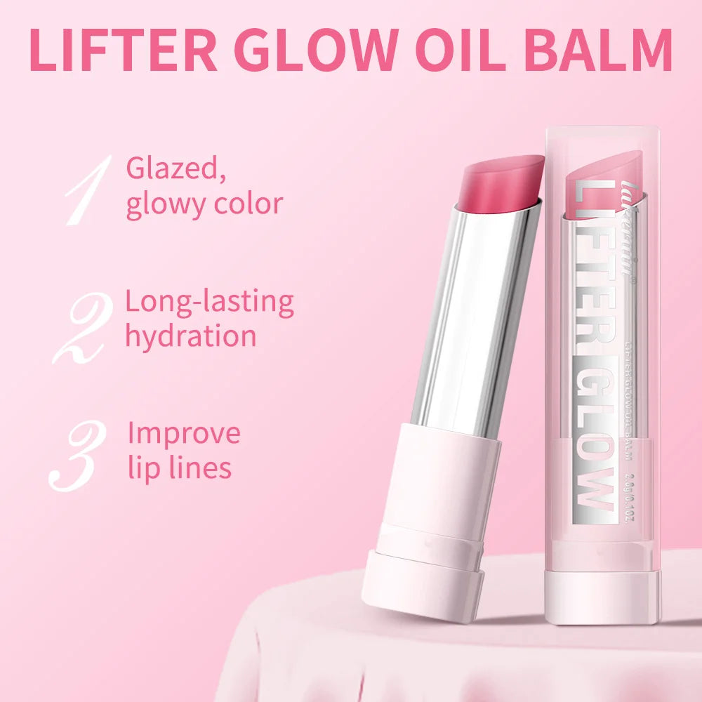 Lip Balm Glossy Glazed Finish Improves Lip Lines Hydration Plump Lip Balm 24HR Long Lasting Moisturizing Treatment 10 Colors