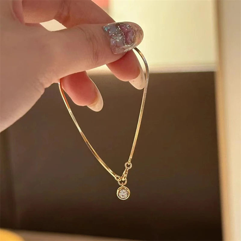 Luxury Stainless Steel Bracelet New High-End Minimalist Zircon Charm Blade Chain Women’s Bracelet Party Jewelry Gift