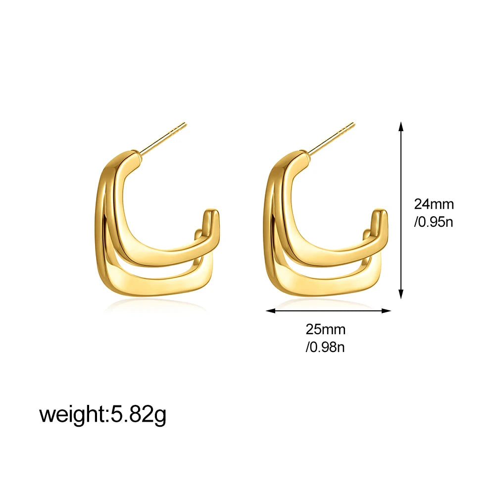 Stainless Steel Mix Color PVD Round Tube O-Shaped Hoop Earrings for Women Vintage Zircon Huggie Ear Ring Waterproof Jewelry Gift