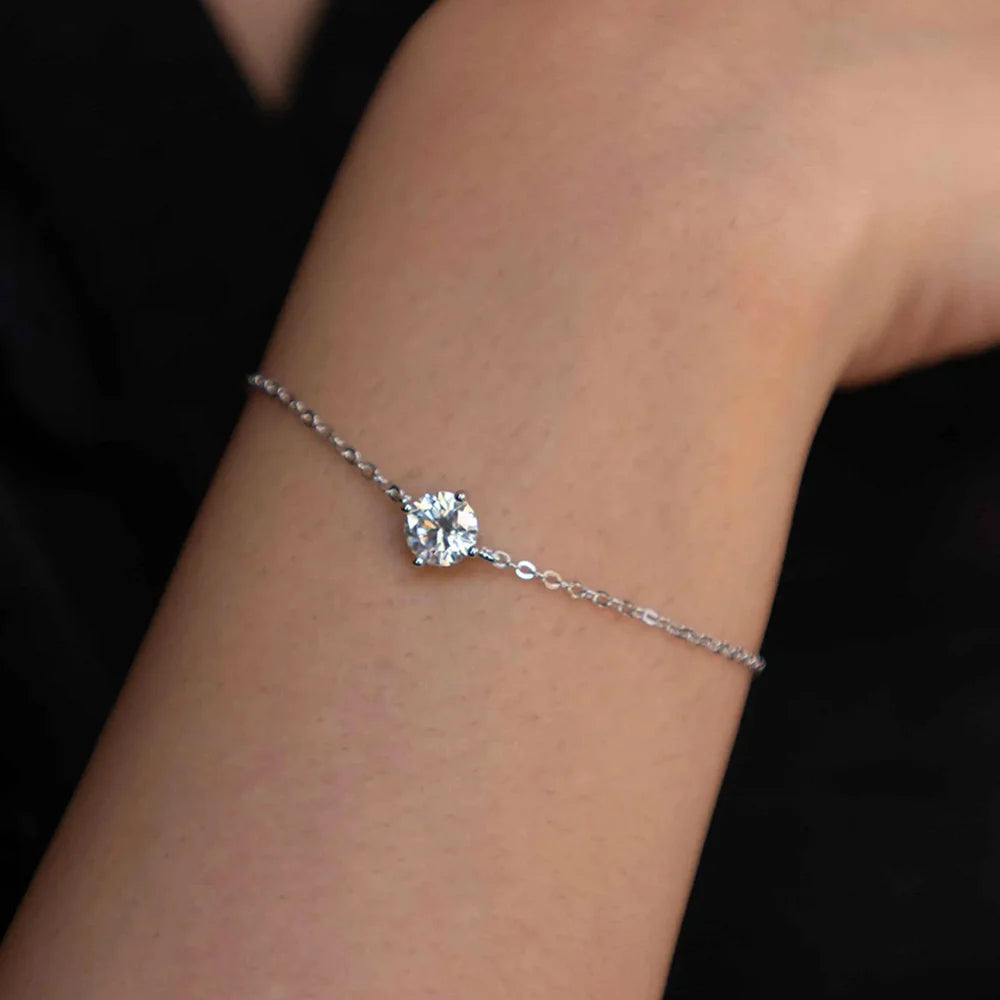 Certified 1CT Moissanite Solitaire Bracelets for Women Real Silver S925 Classic Lab Diamond Adjustable Wrist Chain Jewelry Men