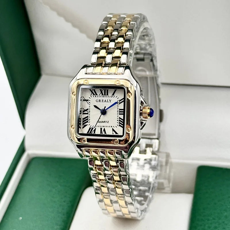 Luxury Women's Watches Classic Brand Square Ladies Quartz Wristwatches Alloy Strap Business Female Clock Bracelet watch