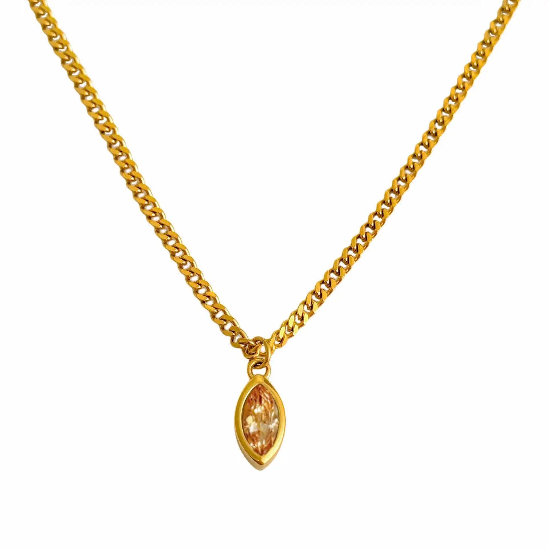 Women 18K Gold Plated Stainless Steel Cubic Zirconia Pendant Necklace, Suitable For Women Everyday And Wedding Wear Gifts