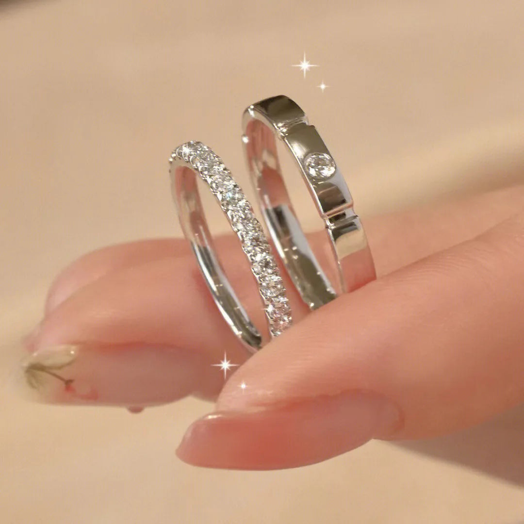 2 pcs 925 Silve Gorgeous Shiny Zircon Stone Ring For Women Engagement Wedding Luxury High Quality couple rings Sterling Silver