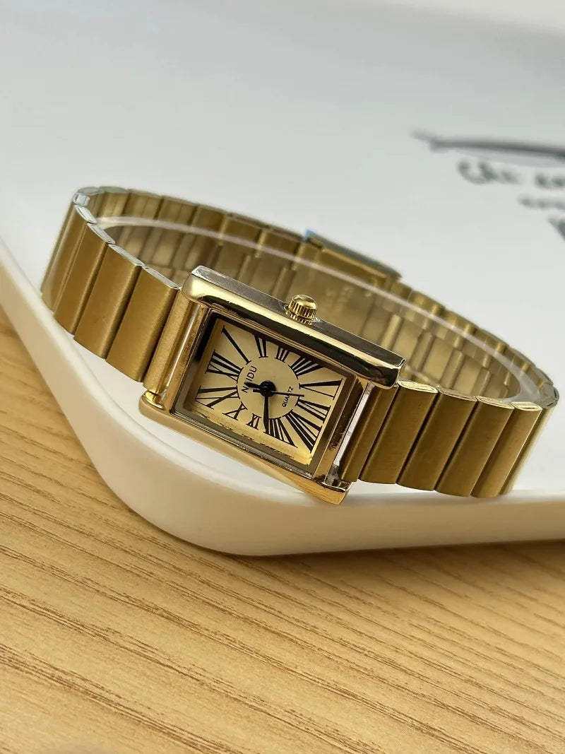 Vintage Small Gold Watch for Women Luxury Rectangular Watch Classic Quartz Women's Wristwatch Dropshipping Relojes Para Mujer