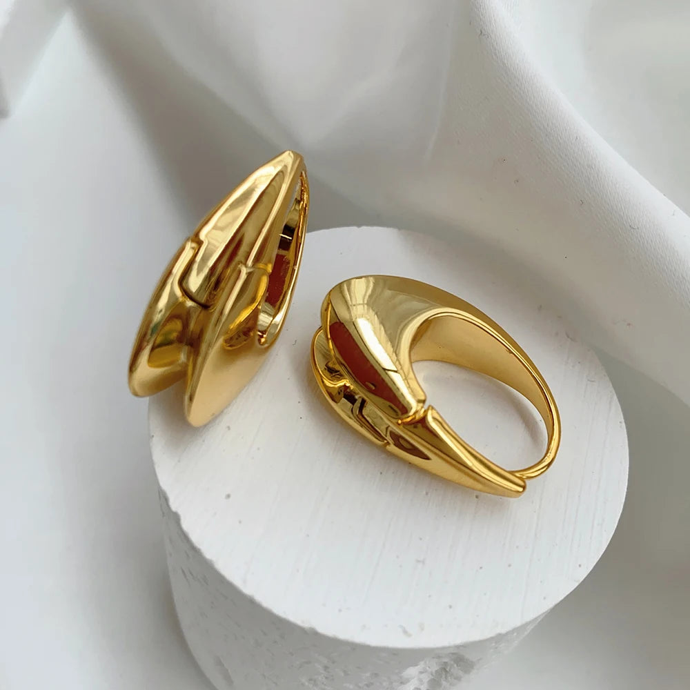Smooth Metal Chunky Hoop Earrings for Women Girls Fashion Round Elliptic Hollow Circle Hoops Statement Earrings Punk OL Jewelry
