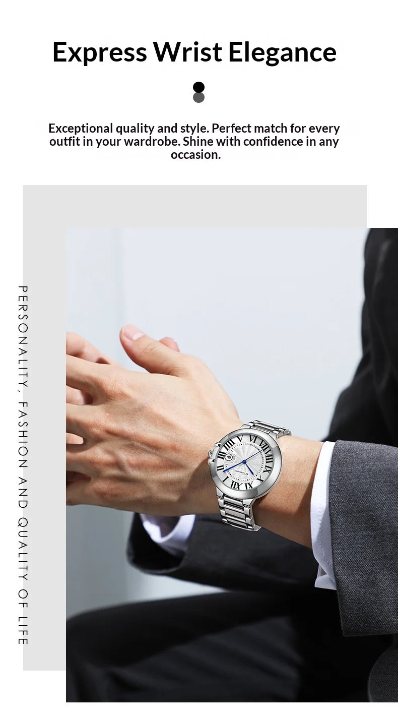 Blue Balloon Men's Watch Men's Waterproof Fashion Business Quartz Mens Warches Roman Numeral
