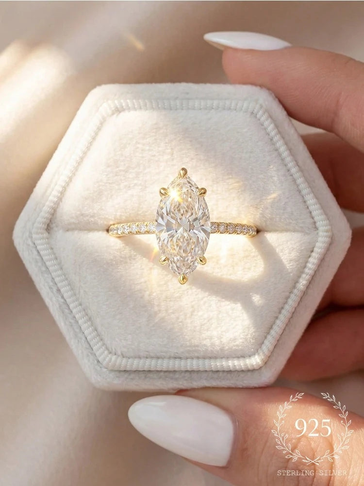925 Sterling Silver Classic Fashion 1-3Carat Marquise Zircon Ring For Women Engagement Wedding Luxury High Quality Fine Jewelry