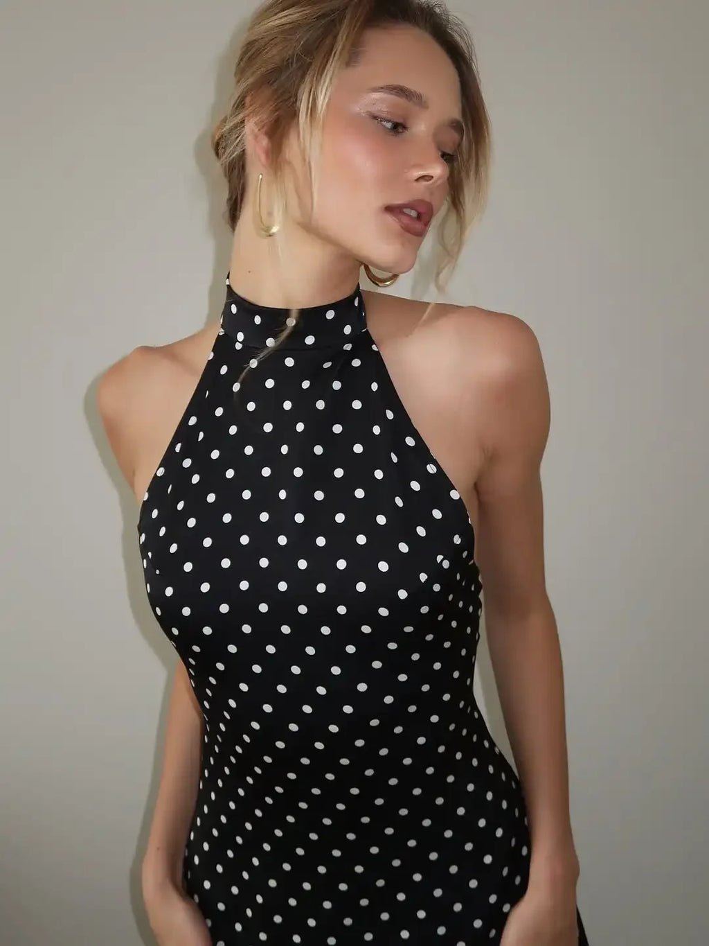 Tuularose Fashion Polka Dot Dress Vintage High Waist Sleeveless Backless Neck Lace-up Dress Sexy Party Luxury Women Dresses Y2k