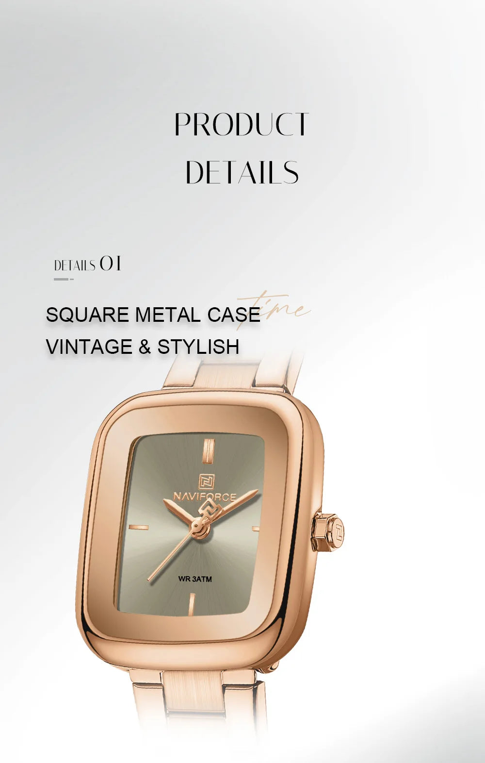 New NAVIFORCE Women's Vintage Fashion Watch 30m Waterproof Resistant Stainless Steel Band Casual Ladies Timepiece Wristwatch