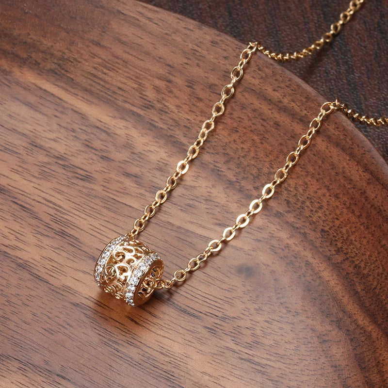 SYOUJYO Trendy Little Waist Necklace For Women 585 Rose Gold Color Fine Jewelry Luxury Party Long Pendants Clavicle Necklace