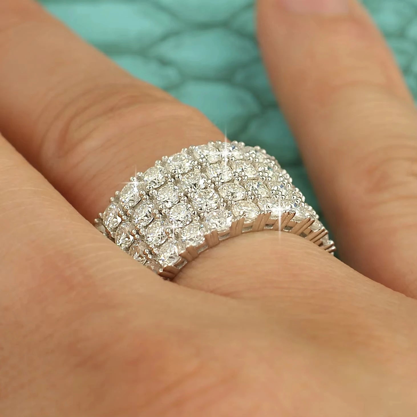 D Color Women Moissanite Ring s925 Silver Round Cut Moissanite Row Rings for Women Luxury Women Full Moissanite Ring