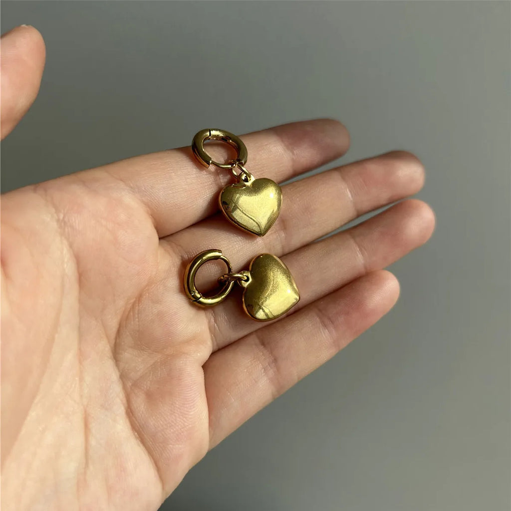 New Style Stainless Steel Heart Drop Huggie Earrings For Women Girlfriend Earrings Jewelry Valentine's Day Gifts