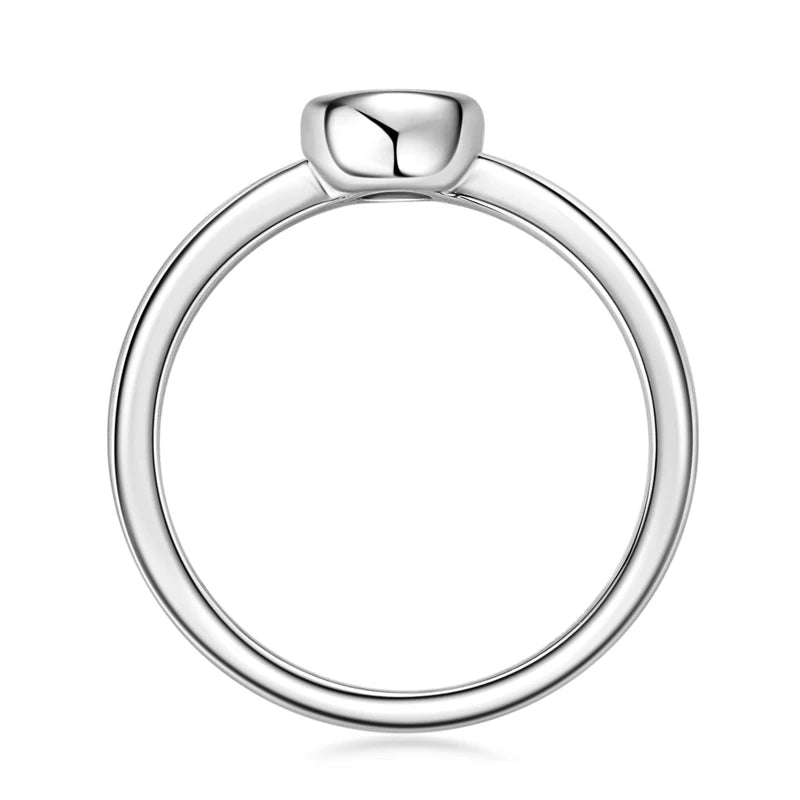 IOGOU 100% 925 Silver Solitaire 5mm 0.5ct D Moissanite Wedding Ring for Women Bezel Engagement Promise Finger Bands Jewelry Gift