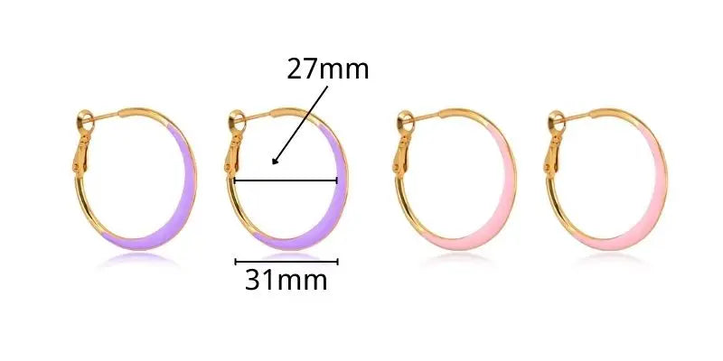 Multicolour Enamel Hoop Earrings for Women 925 Silver Needle Candy Color Huggie Earrings Trendy Party Girls Jewelry Gift