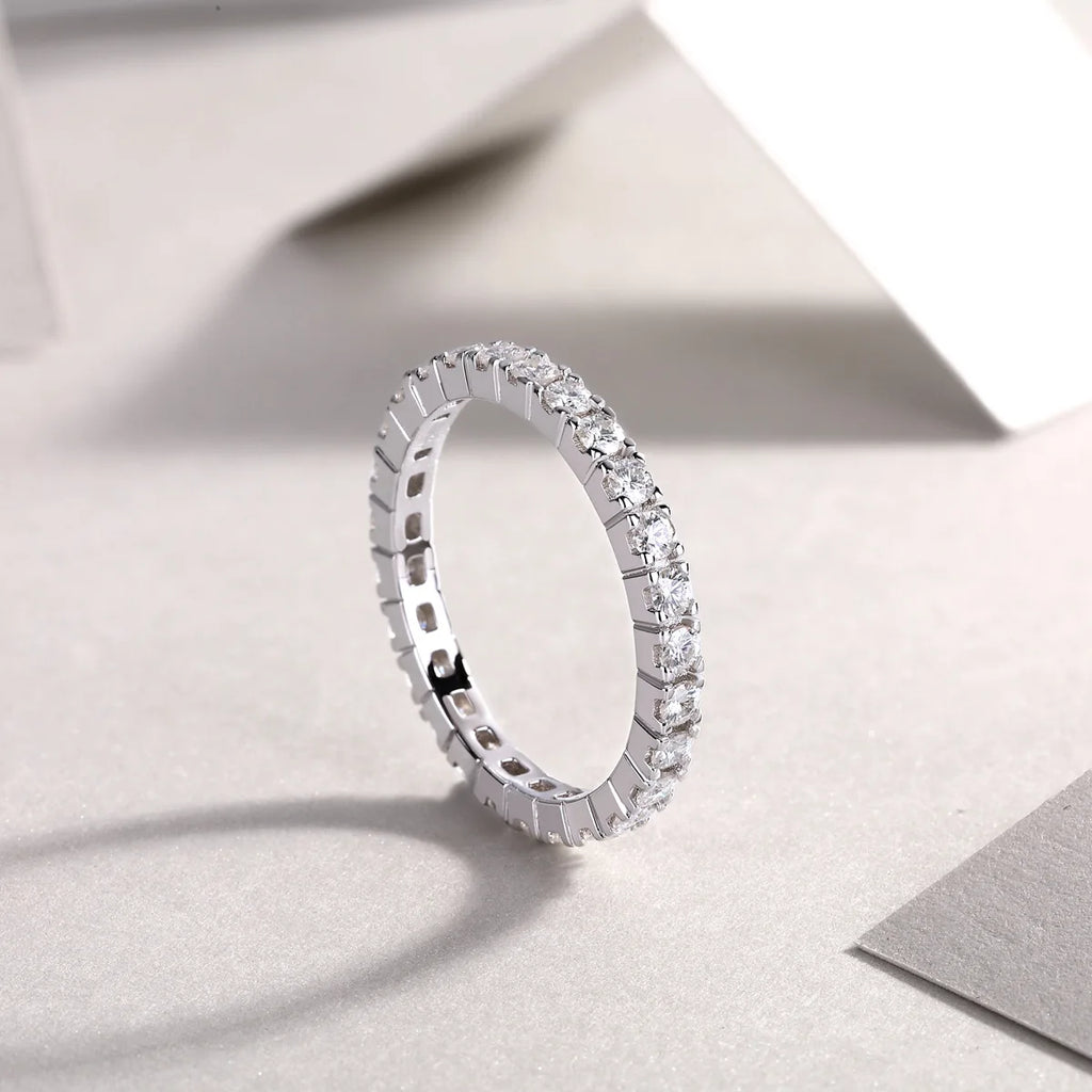 D Color Women Moissanite Ring s925 Silver Round Cut Moissanite Row Rings for Women Luxury Women Full Moissanite Ring