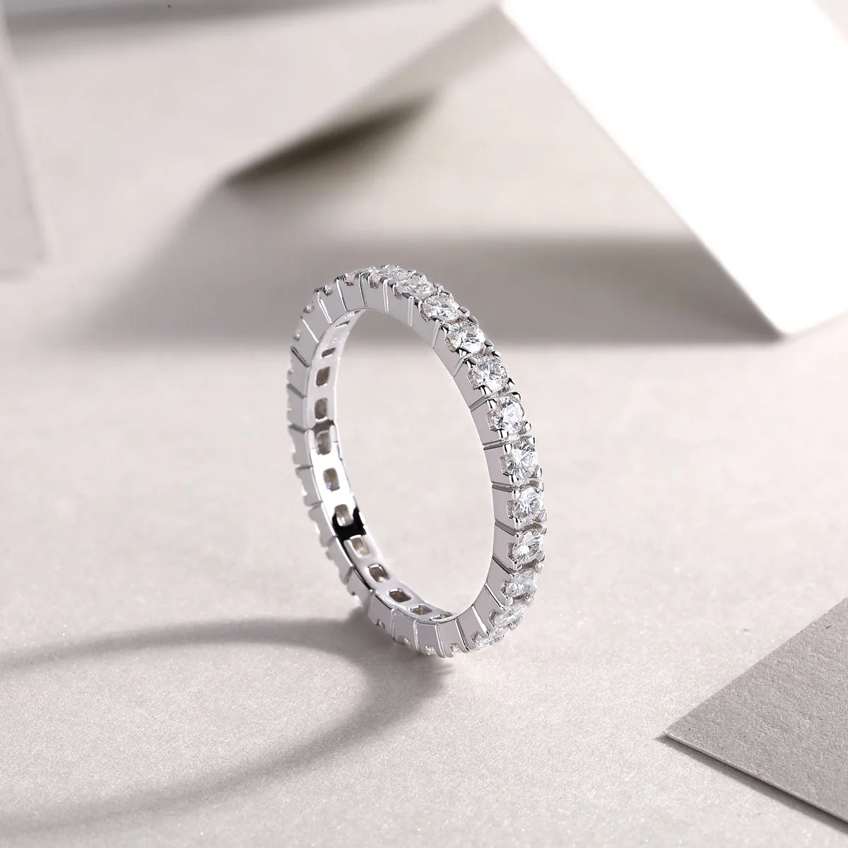 D Color Women Moissanite Ring s925 Silver Round Cut Moissanite Row Rings for Women Luxury Women Full Moissanite Ring