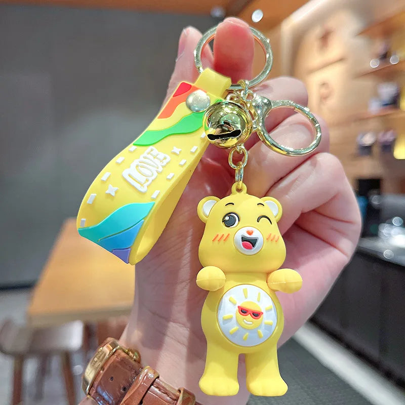 Care Bears Keychains Kawaii Cartoon Character Key Chain Cute Car Keyring Kids Girls Backpack Pendant Children Birthday Gifts