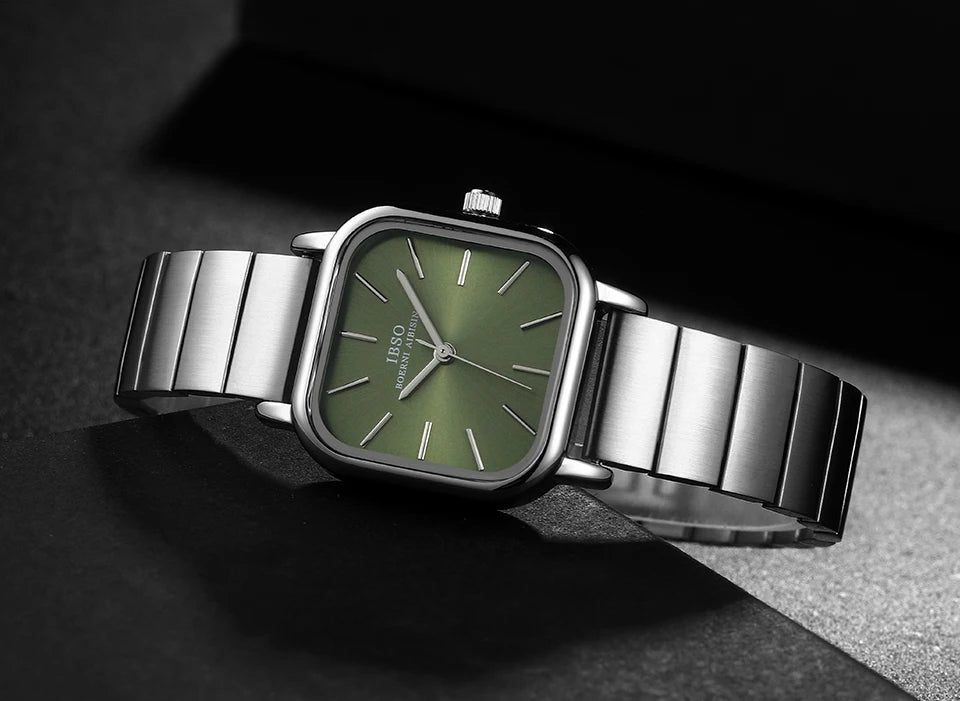 IBSO 2022 New Women Quartz Watches Waterproof Japanese Movement Stainless Steel Strap Square Dial Elegant Female Wristwatches