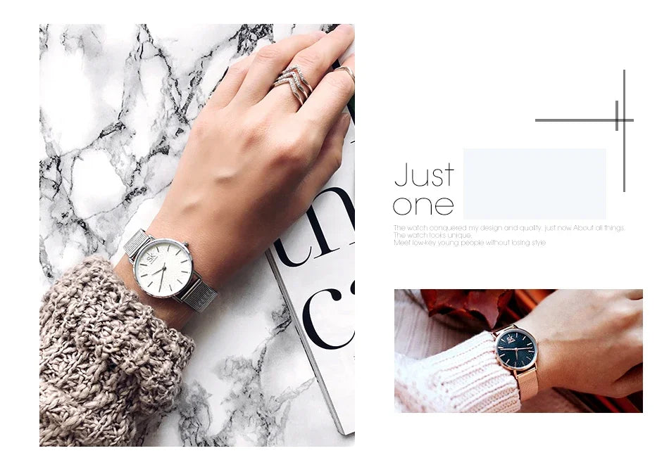 SK Super Slim Sliver Mesh Stainless Steel Ladies Watches Women Top Brand Luxury Casual Clock Waterproof Wristwatch for Women