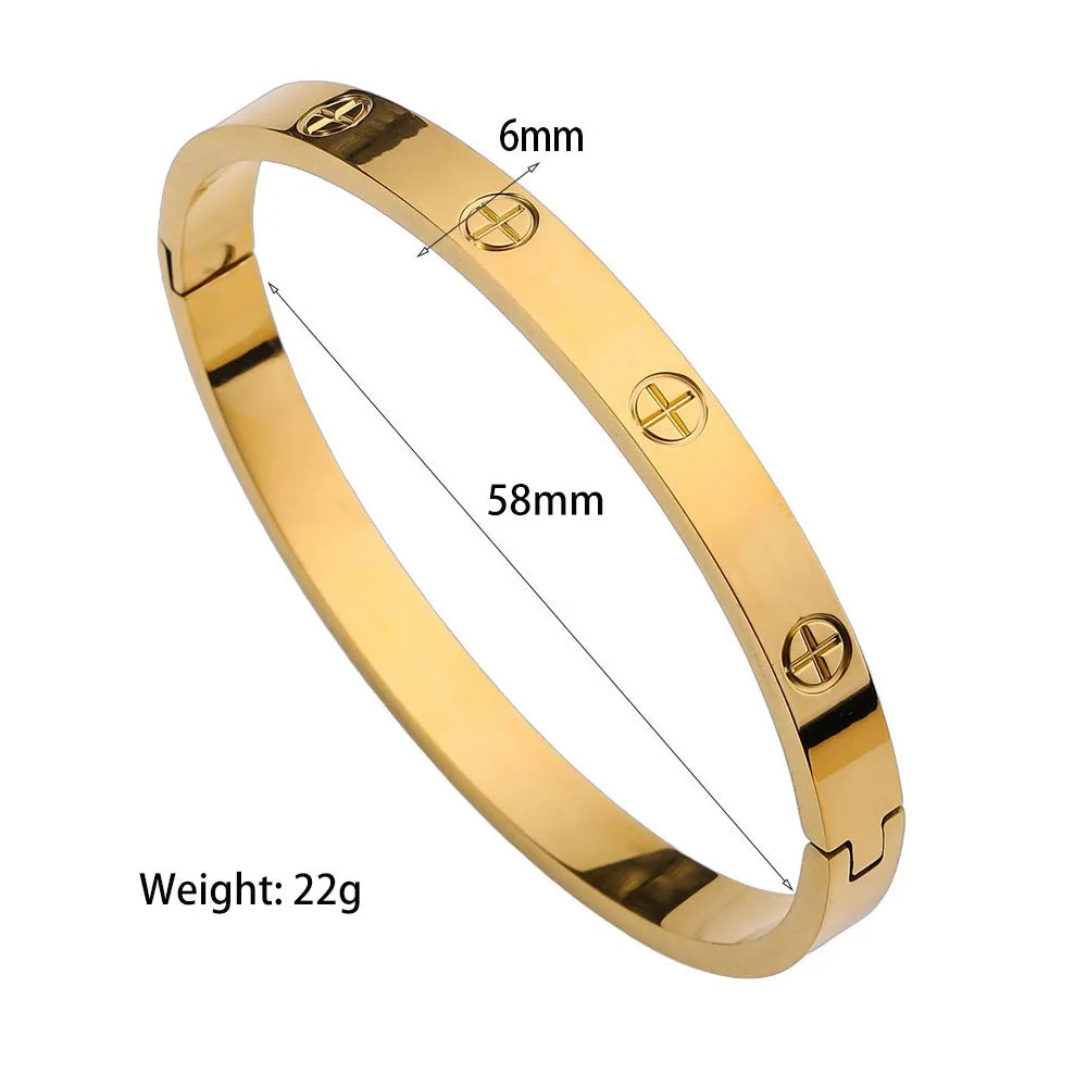 Waterproof Stainless Steel Cross Bangle for Women New Trend Couple Bracelet Luxury Jewelry Accessories Wedding Party Gift