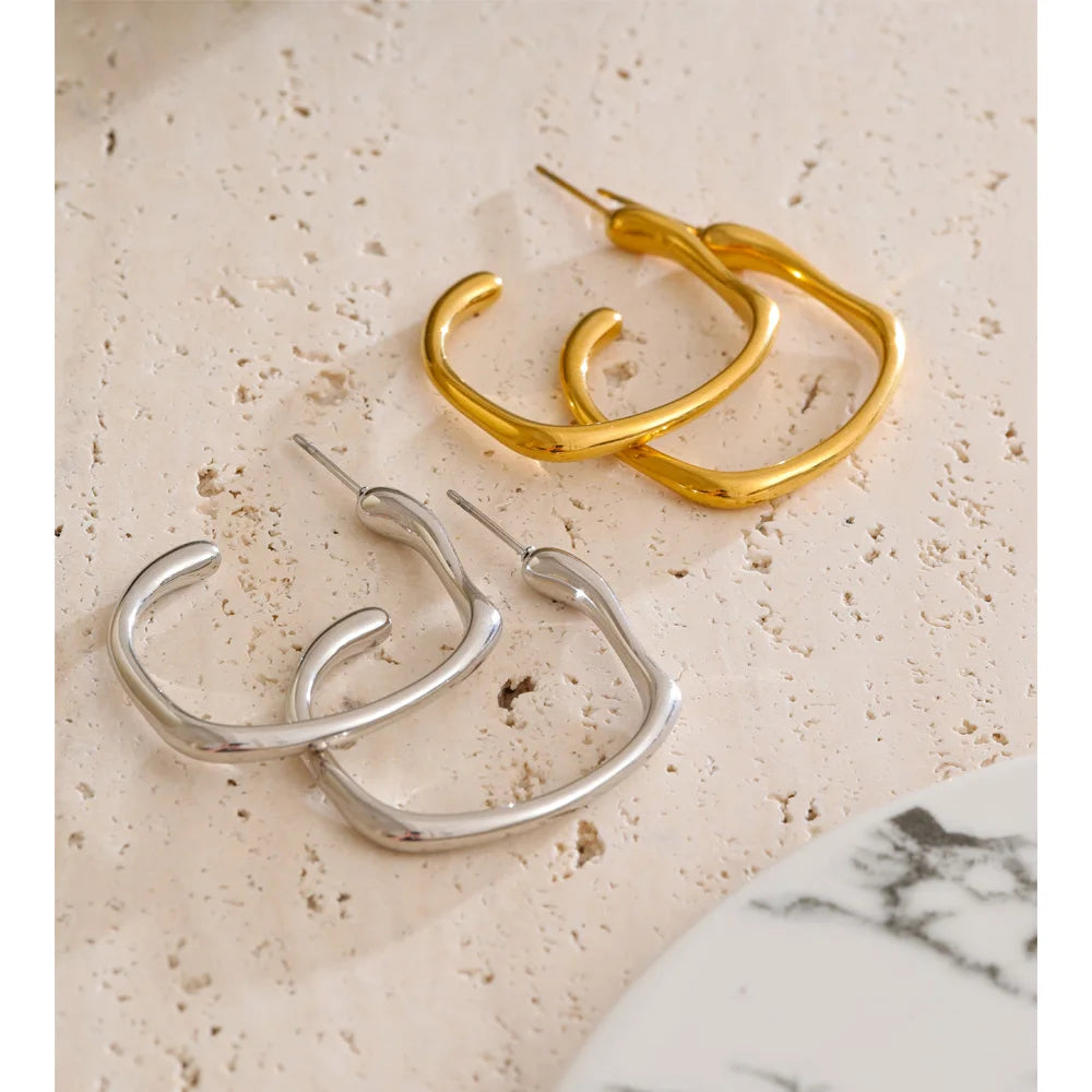 Yhpup Waterproof Minimalist Stainless Steel C-Shape Huggie Earrings for All Occasions Metal Versatile Daily Jewelry Wholesale