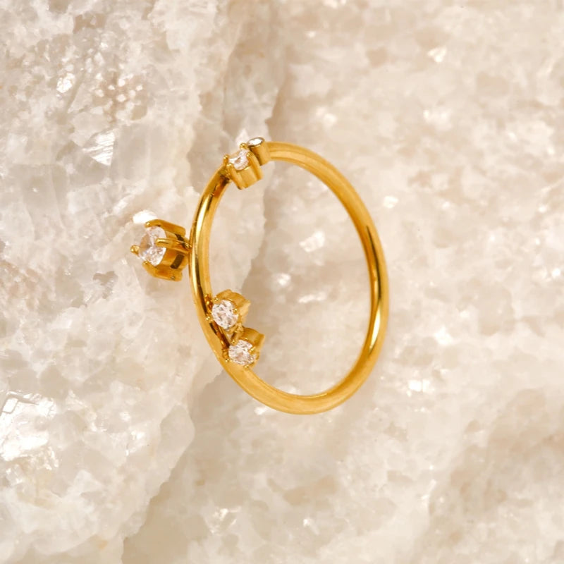 Dainty Scattered Zirconia Ring Unique Minimalist Elegant Stacking Gold Band Delicate Cluster Rings Trendy Minimalist Jewelry